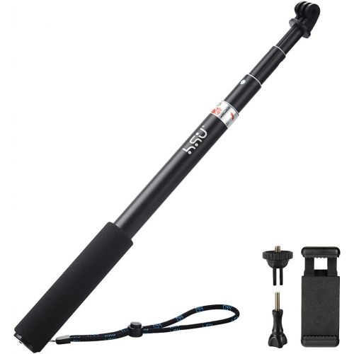  HSU Extendable Selfie Stick，Waterproof Hand Grip for GoPro Hero 10/9/Hero Fusion/GoPro Hero 8/7/6/5/4/3, Handheld Monopod Compatible with Cell Phones, AKASO Campark and Other Actio