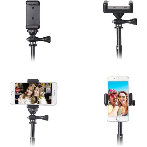  HSU Extendable Selfie Stick，Waterproof Hand Grip for GoPro Hero 10/9/Hero Fusion/GoPro Hero 8/7/6/5/4/3, Handheld Monopod Compatible with Cell Phones, AKASO Campark and Other Actio