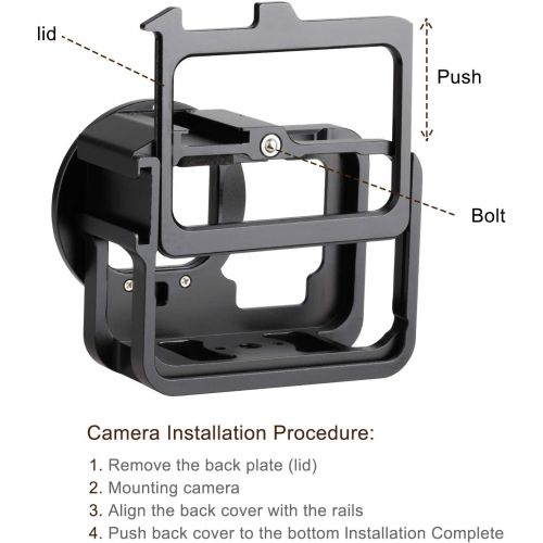  HSU Aluminum Frame Mount Housing Case with Lens Cover Compatible with Go Pro Hero 10/9 Black, Metal Housing Case with 52mm UV Filter (Black) - Thick Design