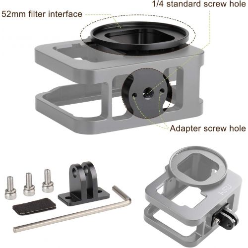  HSU Aluminum Frame Mount Housing Case with Lens Cover Compatible with Go Pro Hero 10/9 Black, Metal Housing Case with 52mm UV Filter (Black) - Thick Design