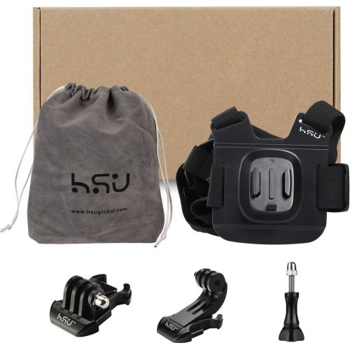  HSU Chest Mount Harness Chesty Strap Compatible with All GoPro Cameras, Sports Cameras Body Strap with J Hook and Quick Release Buckle Clip Mount