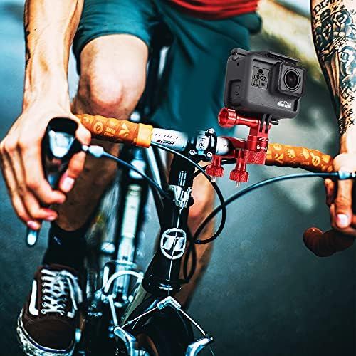  HSU 0.6-1.3inch All-Aluminum Bike/Motorcycle Handlebars, 360°Rotation Seat Post,Ski Pole Mount for GoPro Hero 10/Hero 9/Hero 8/7/6 Black/HERO5 Black4,3,2,HD DJI Osmo Action Camera