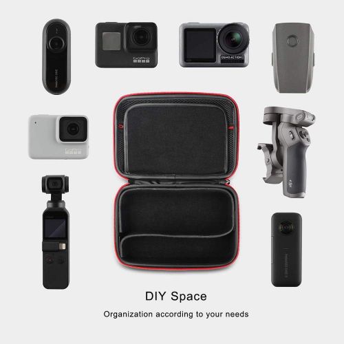  HSU Carrying Case Compatible with GoPro Hero 10/9/8/7/6/5/4/3+/3/DJI Osmo Action Camera, Osmo Pocket, Insta360 ONE X Camera and Accessories，DIY Protective Travel Case Storage Bag