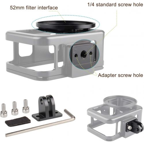  HSU Aluminum Frame Mount Housing Case with Lens Cover Compatible with Go Pro Hero 10/9 Black, Metal Housing Case with 52mm UV Filter (Black) ? Thin Design