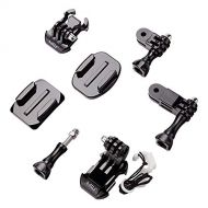 HSU Grab Bag for GoPro, Including Quick Release Buckle Mount, J-Hook Buckle Mount, 3-Way Pivot Arms, Flat and Curved Adhesive Mounts, Thumbscrews and Rubber Locking Plug with Tethe