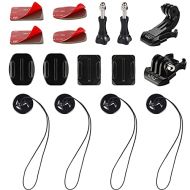 HSU Safety Adhesive Anchors Camera Tethers Set, Including Adhesive Mounts with 3M Sticky, Quick Release Buckle Mount, J-Hook Buckle Mount and Thumbscrews for All GoPro and Action C