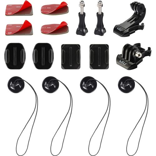  HSU Safety Adhesive Anchors Camera Tethers Set, Including Adhesive Mounts with 3M Sticky, Quick Release Buckle Mount, J-Hook Buckle Mount and Thumbscrews for All GoPro and Action C