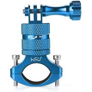 HSU Aluminum Bike Bicycle Handlebar Mount for Gopro Hero 10/9/8/7/6/5/4 Session SJCAM AKASO Campark and Other Action Cameras, 360 Degrees Rotary Mountain Bike Rack Mount (Blue)
