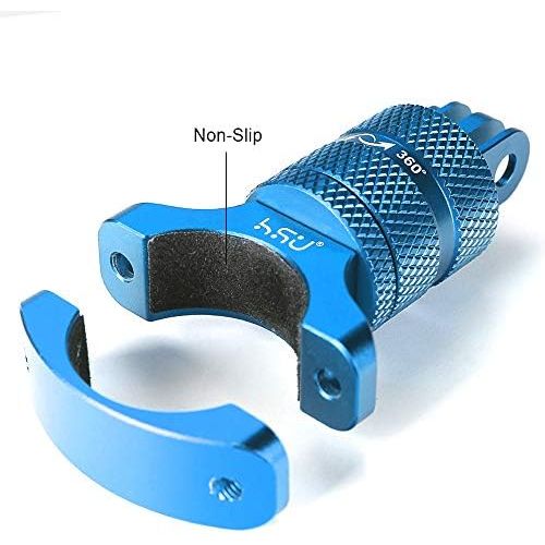 HSU Aluminum Bike Bicycle Handlebar Mount for Gopro Hero 10/9/8/7/6/5/4 Session SJCAM AKASO Campark and Other Action Cameras, 360 Degrees Rotary Mountain Bike Rack Mount (Blue)