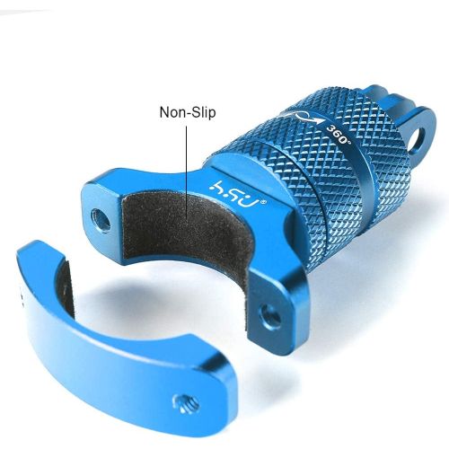  HSU Aluminum Bike Bicycle Handlebar Mount for Gopro Hero 10/9/8/7/6/5/4 Session SJCAM AKASO Campark and Other Action Cameras, 360 Degrees Rotary Mountain Bike Rack Mount (Blue)