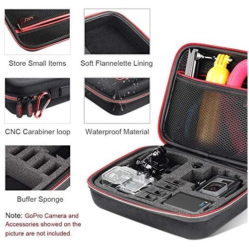  HSU Middle Protective Carrying Case for GoPro Hero 10, 9, 8, Hero 7 Black, Hero 6,5, 4, LCD, Black, 3+, 3, 2 and Accessories, Compact and Safe Action Camera Travel Storage Solution