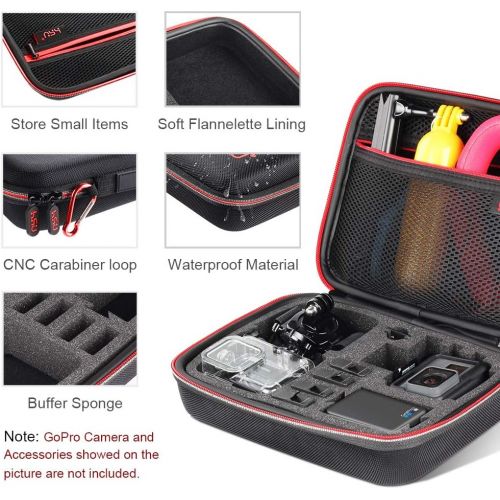  HSU Middle Protective Carrying Case for GoPro Hero 10, 9, 8, Hero 7 Black, Hero 6,5, 4, LCD, Black, 3+, 3, 2 and Accessories, Compact and Safe Action Camera Travel Storage Solution