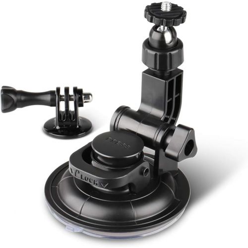  HSU Suction Cup Mount for GoPro Hero 10 9 8 7 6 5 4 DJI Osmo Action Camera, Car Window Holder with 1/4-20 Ball Joint Thread, Perfect for Boats Vehicle Windshield & Window
