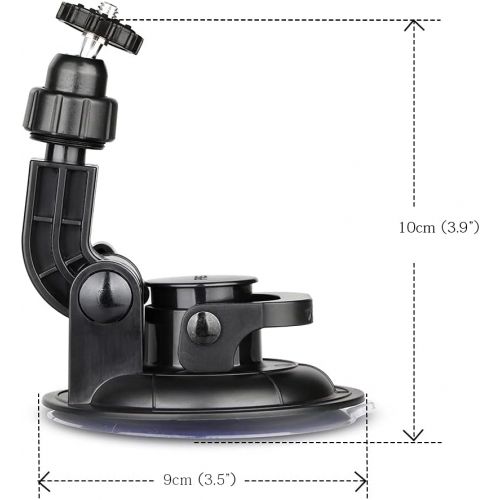  HSU Suction Cup Mount for GoPro Hero 10 9 8 7 6 5 4 DJI Osmo Action Camera, Car Window Holder with 1/4-20 Ball Joint Thread, Perfect for Boats Vehicle Windshield & Window