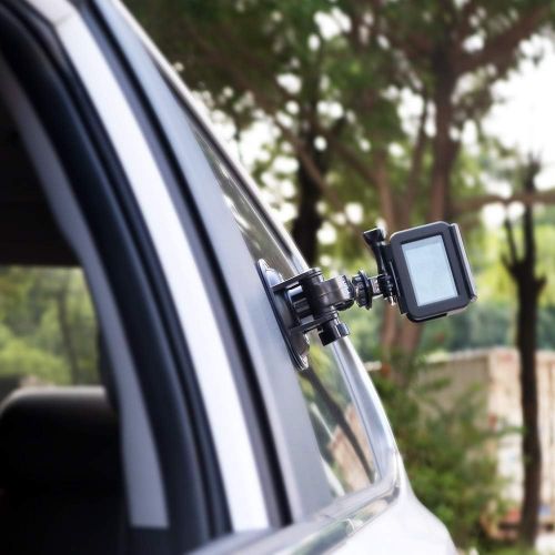  HSU Suction Cup Mount for GoPro Hero 10 9 8 7 6 5 4 DJI Osmo Action Camera, Car Window Holder with 1/4-20 Ball Joint Thread, Perfect for Boats Vehicle Windshield & Window