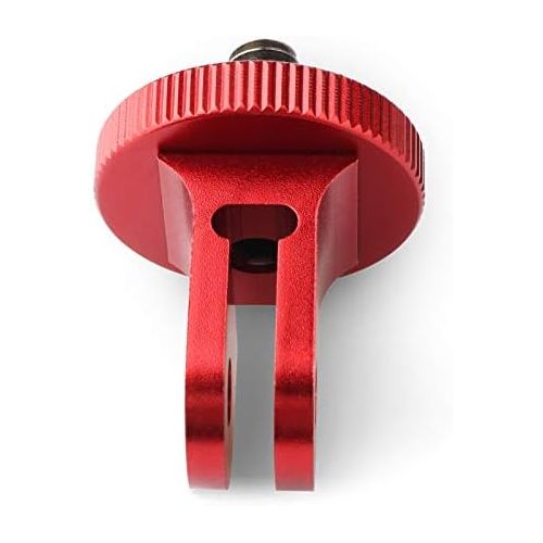  HSU Aluminum 1/4 inch 20 Camera Mount with Aluminum Thumbscrew, Tripod Adapter Compatible with GoPro Hero, Sony, Xiaomi Yi AKASO Campark and Other Action Cameras (Red)