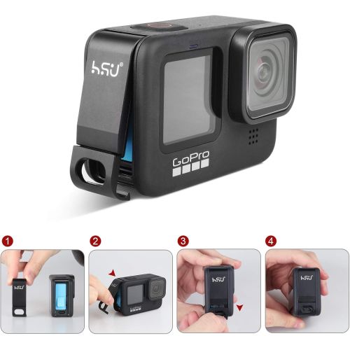  HSU Replacement Aluminum Alloy Battery Cover for GoPro Hero 10/9 Black, Battery Side Lid Door Protective Type C Charging Port, Convenient Accessories for Charging/Vlog/Shooting