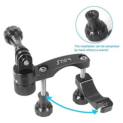  HSU 0.6-1.3inch All-Aluminum Bike/Motorcycle Handlebars, 360° Rotation Seat Post, Ski Pole Mount Compatible with Go Pro Hero 10/9/8/7/6/5/4/3/2,DJI Osmo Action AKASO and Other Acti