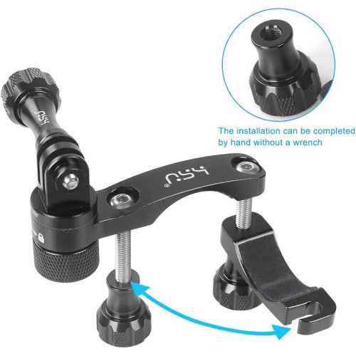  HSU 0.6-1.3inch All-Aluminum Bike/Motorcycle Handlebars, 360° Rotation Seat Post, Ski Pole Mount Compatible with Go Pro Hero 10/9/8/7/6/5/4/3/2,DJI Osmo Action AKASO and Other Acti