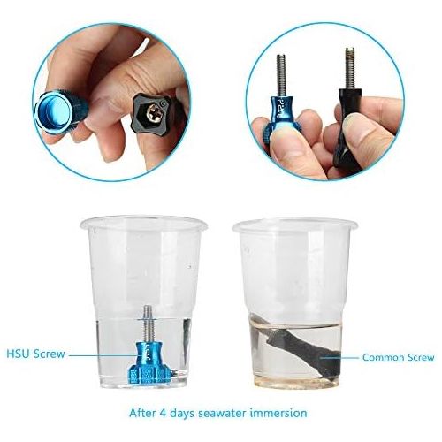  HSU Aluminum Thumbscrew Set + Wrench for Gopro Hero 10,9, (2018),Hero 8,7,6,5,4,3+,3,2,1, Gopro Session, AKASO Campark and Other Action Cameras (Blue)