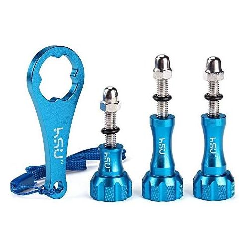  HSU Aluminum Thumbscrew Set + Wrench for Gopro Hero 10,9, (2018),Hero 8,7,6,5,4,3+,3,2,1, Gopro Session, AKASO Campark and Other Action Cameras (Blue)