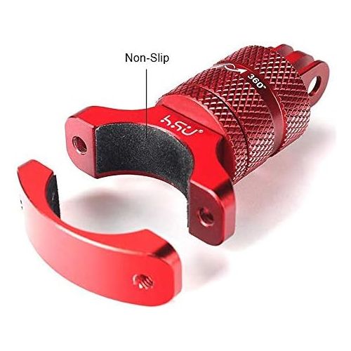  HSU Aluminum Bike Bicycle Handlebar Mount for Gopro Hero 10/9/8/7/6/5/4 Session AKASO Campark and Other Action Cameras, 360 Degrees Rotary Mountain Bike Rack Mount (Red)