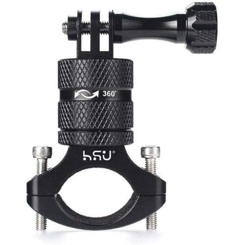  HSU Aluminum Bike Bicycle Handlebar Mount for Gopro Hero 10/9/8/7/6/5/4 Session AKASO Campark and Other Action Cameras, 360 Degrees Rotary Mountain Bike Rack Mount (Black)