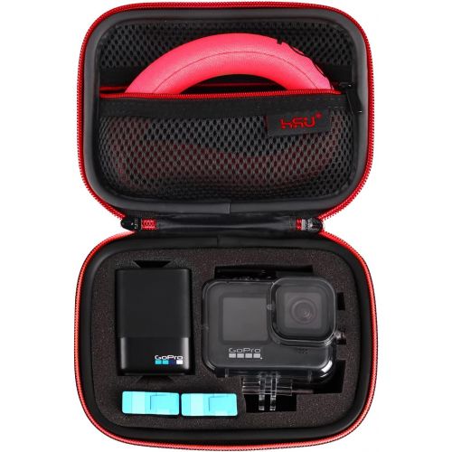  Small Case for GoPro Hero 10/9/8, Hero7 Black,6,5, 4, 3+, 3,Hero(2018) HSU Carrying Case for Action Cameras and GoPro Accessories(Small Size Red)