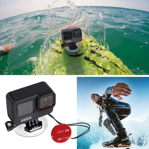 HSU Surf Mounts and Accessories for Ski, Snorkeling, Surfing, Wakeboarding Fitting GoPro Hero 10,9,8,7, 6,5,4, 3+, 3, 2, Session, Black, Silver, AKASO Campark, and Other Action Cam