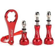 HSU Aluminum Thumbscrew Set + Wrench for Gopro Session, Hero 10, 9, (2018),Hero 8,7,6, 5, 4, 3+, 2, 1, AKASO Campark and Other Action Cameras (3pcs,Red)