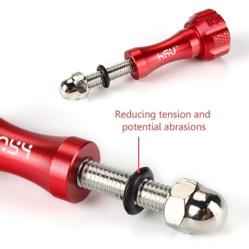  HSU Aluminum Thumbscrew Set + Wrench for Gopro Session, Hero 10, 9, (2018),Hero 8,7,6, 5, 4, 3+, 2, 1, AKASO Campark and Other Action Cameras (3pcs,Red)