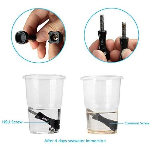  HSU Aluminum Thumbscrew Set + Wrench for Gopro Session,Hero 10, 9, (2018),Hero 8/7/6/5/4/3+/3/2/1, AKASO Campark and Other Action Cameras (Black,3Pcs)
