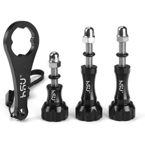  HSU Aluminum Thumbscrew Set + Wrench for Gopro Session,Hero 10, 9, (2018),Hero 8/7/6/5/4/3+/3/2/1, AKASO Campark and Other Action Cameras (Black,3Pcs)