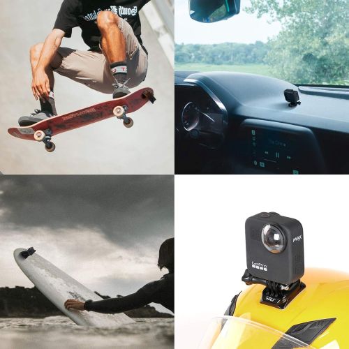  HSU Adhesive Mounts for GoPro Cameras - 4X Curved & 4X Flat Mounts Bundle with 3M Sticky Pads, Helmet Adhesive Sticky Mounts for GoPro Hero 10 9 8 7 6 5 4 3+ 3