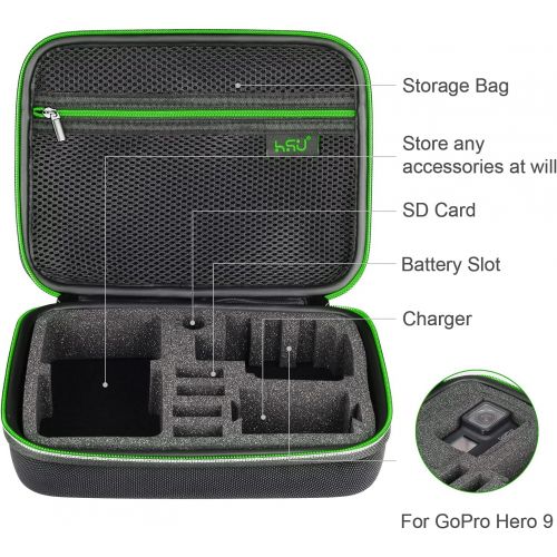  [아마존베스트]HSU Protective Carrying Case Compatible with Go Pro Hero 9, 8 (2018),Hero 7 Black,Hero 6,5,4, LCD, Silver, 3,and Accessories, Light and Medium Security Bag,Compact and Safe Action Came
