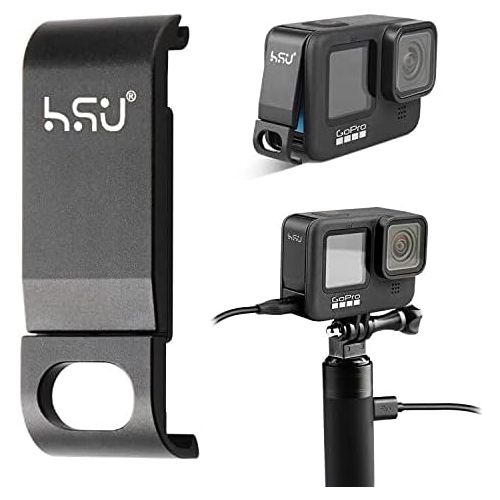  [아마존베스트]HSU Battery compartment cover, removable charging port adapter, type C, aluminium alloy, compatible with GoPro Hero 9.