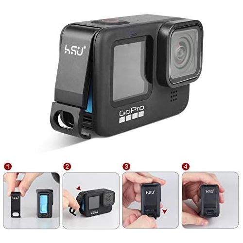  [아마존베스트]HSU Battery compartment cover, removable charging port adapter, type C, aluminium alloy, compatible with GoPro Hero 9.