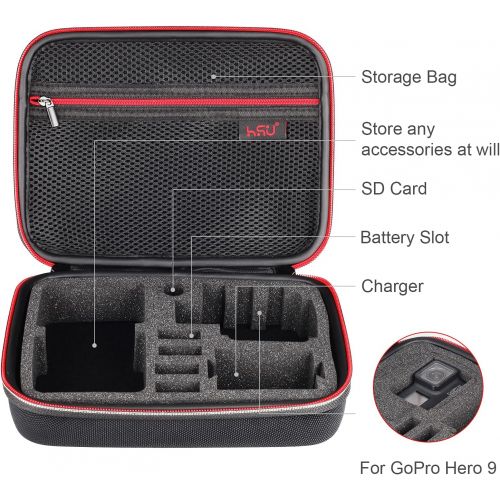  HSU Middle Protective Carrying Case for GoPro Hero 10, 9, 8, Hero 7 Black, Hero 6,5, 4, LCD, Black, 3+, 3, 2 and Accessories, Compact and Safe Action Camera Travel Storage Solution