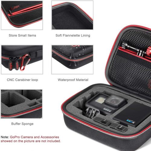  Small Case for GoPro Hero 10/9/8, Hero7 Black,6,5, 4, 3+, 3,Hero(2018) HSU Carrying Case for Action Cameras and GoPro Accessories(Small Size Red)