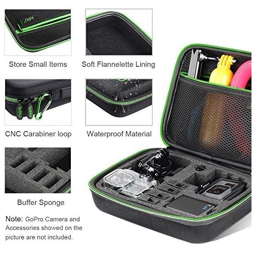  HSU Protective Carrying Case Compatible with Go Pro Hero 10, 9, 8, 7, 6, 5, 4, 3 and Accessories, Light and Medium Security Bag,Compact and Safe Action Camera Travel Storage