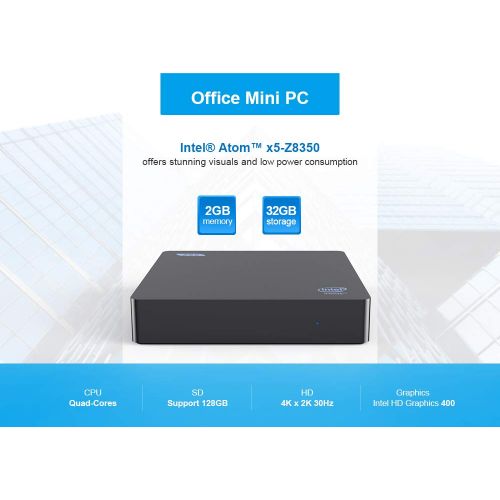  HSYPC Z85 Mini PC, Mini pc Windows 10, 2GB32GB Intel Atom x5-Z8350 (2M Cache, up to 1.92 GHz), HDMI and VGA Ports, Graphics 400, 4K1000M LAN2.4G+5.8G WiFiBT4.0, Support Windows 10,Fa