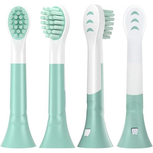  HSYTEK 8er Mini Aufsteckbuersten Kinder Kompatibel mit Philips Sonicare HX6034/33, Weiche und Kleine Buerstenkoepfe fuer Sensible Zahne, Tuerkis