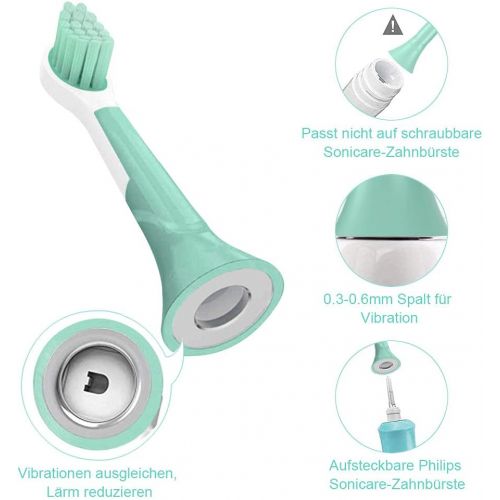  HSYTEK 8er Mini Aufsteckbuersten Kinder Kompatibel mit Philips Sonicare HX6034/33, Weiche und Kleine Buerstenkoepfe fuer Sensible Zahne, Tuerkis