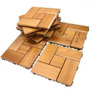 [아마존 핫딜]  [아마존핫딜]Teak Flooring Tiles, Easy Install Wood Interlocking Flooring Tiles 12 x 12 Inch for Indoor or Outdoor by HTB (Pack of 10)