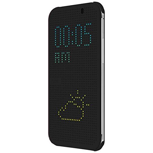 에이치티씨 HTC Dot View Case for HTC One (M8) - Retail Packaging - Warm Black/Dark Gray