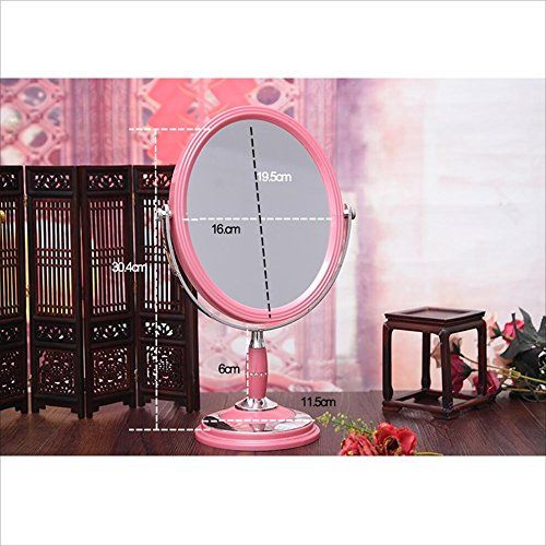  HTDZDX Make-up Mirror, Desktop Double-Sided Make-up Mirror, Portable Mirror (Color : Red)