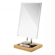 HTDZDX Bamboo Base Dressing Mirror, Desktop Makeup Mirror, Multi - Angle Rotating Mirror - Mirror 1828cm