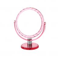 HTDZDX Double Sided Vanity Mirror | 1X and 3X Magnification | Pink Table Pedestal Shaving Mirror | Cosmetic Makeup Mirror