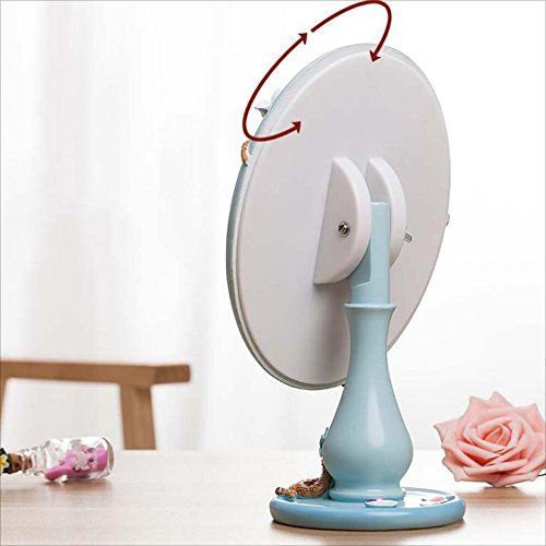  HTDZDX Resin Side Desk Cosmetic Mirror, Desktop Cosmetic Mirror, Table Dressing Mirror, Princess Mirror, Creative Beauty, Beauty Mirror (Color : Pink)