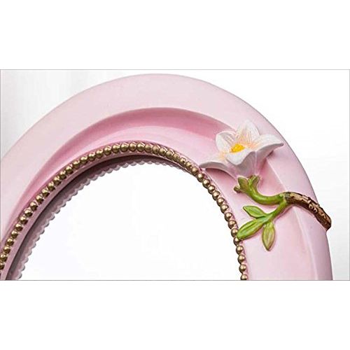  HTDZDX Resin Side Desk Cosmetic Mirror, Desktop Cosmetic Mirror, Table Dressing Mirror, Princess Mirror, Creative Beauty, Beauty Mirror (Color : Pink)